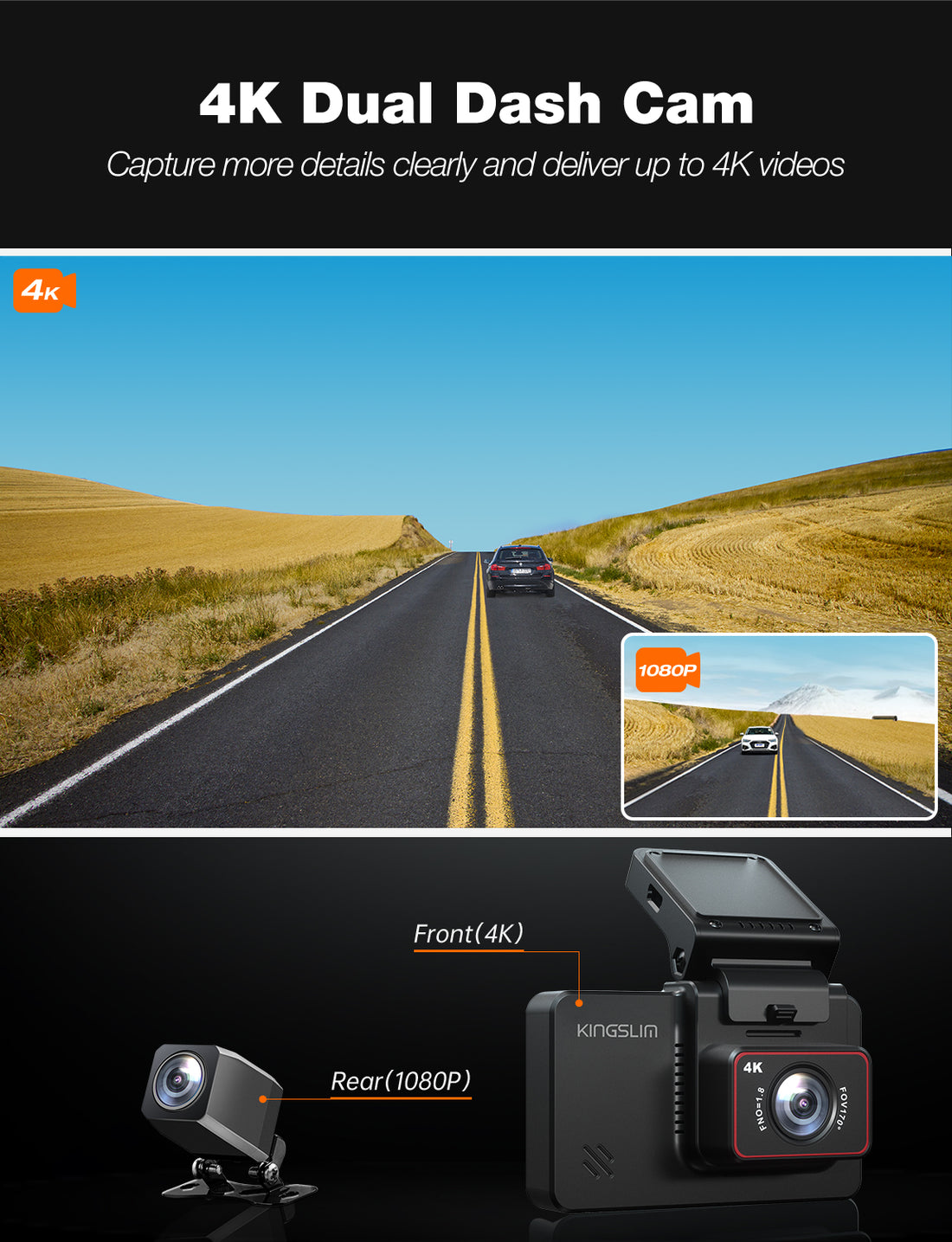 Kingslim D4 4K Dual Dash Cam